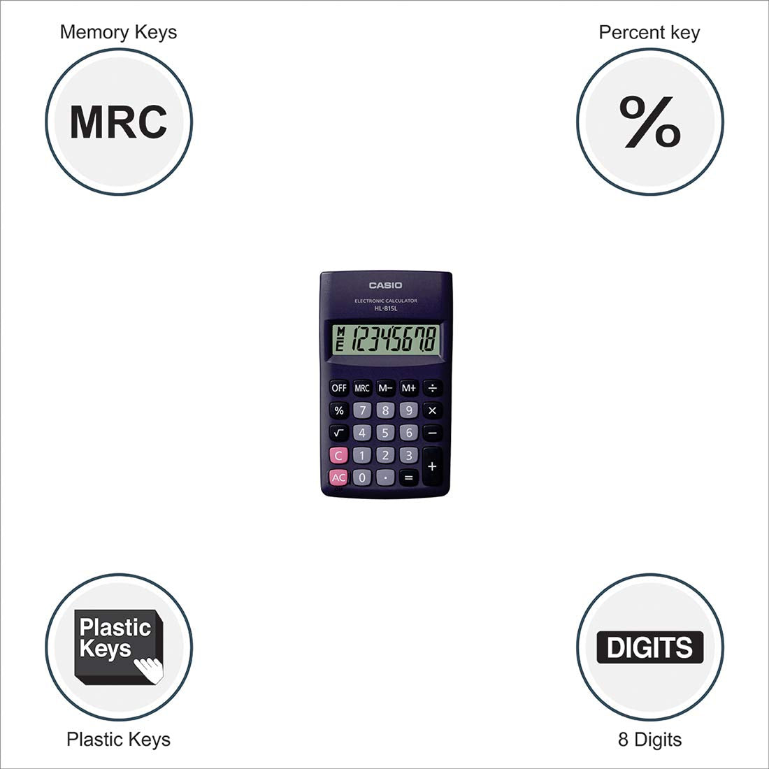 Casio HL-815L Portable Calculator & Casio HL-4A Portable Calculator, Extra Small Size | Pocket Size Calculator
