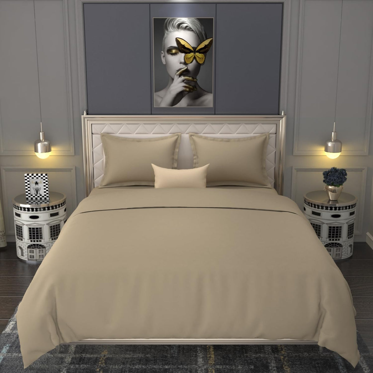 100% Cotton Bedsheet For Double Bed With 2 Pillow Covers - 90 X 100 Inches, Beige | Premium Fabric Is Lightweight, Soft & Comfortable Bedsheet