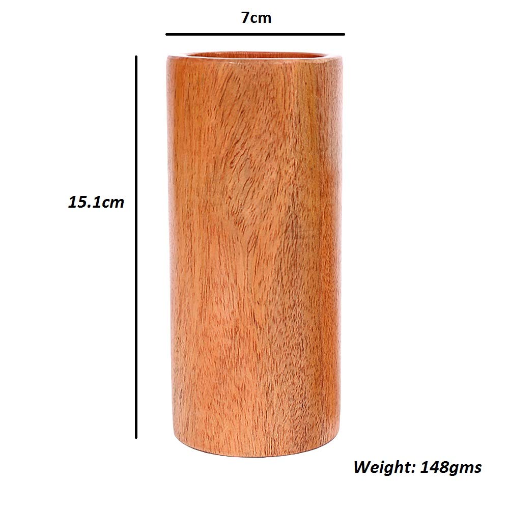 Brown Neem Wooden Tumbler For Drinking Water, Juices 5.9 Inch Tumbler, 148 Grams - Set Of 1 Tumbler, Anti-Bacterial - Made Of Neem Wood