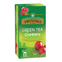 Twinings Cranberry Green Tea - 50gm, 1.7 Ounce, 25 Enveloped Tea Bags | Zingy Sharpness Of Cranberry With Golden Green Tea - Caffeinated Green Tea