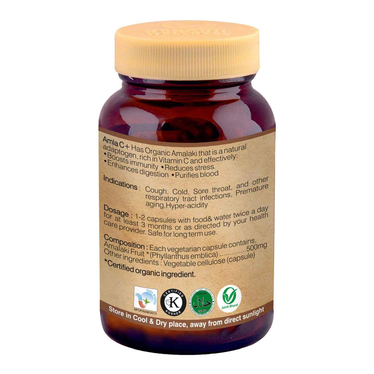 Organic Wellness Amla C+ Amalaki Capsules For Enhanced Hair, Skin, Digestive Health & Metabolism Support | 60 Veg Capsules, 100gm 0.2lbs