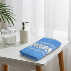 Liberty Towels 100% Cotton Large Size Bath Towel 450 Gsm | Highly Absorbent, Soft & Quick Dry Bathroom Towel | Elegant Design (Blue)