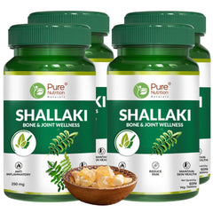 Pure Nutrition Shallaki Boswellia Serrata 250mg, Bone & Joint Health, Stiffness, Arthritis, Reduces Pain & Inflammation, Helps Improve Mobility | 60 Tablets 100gm 0.2lbs Each Pack Of 4