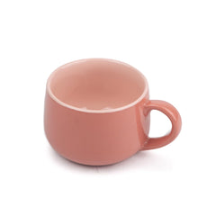 Ceramic Medium Cup Set Of 2 - Pink, 320ml Each | Cup Set Of 2 For Coffee & Tea With Glossy Finish - Premium Stoneware Ceramic Cup | Microwave Safe & Dishwasher Safe