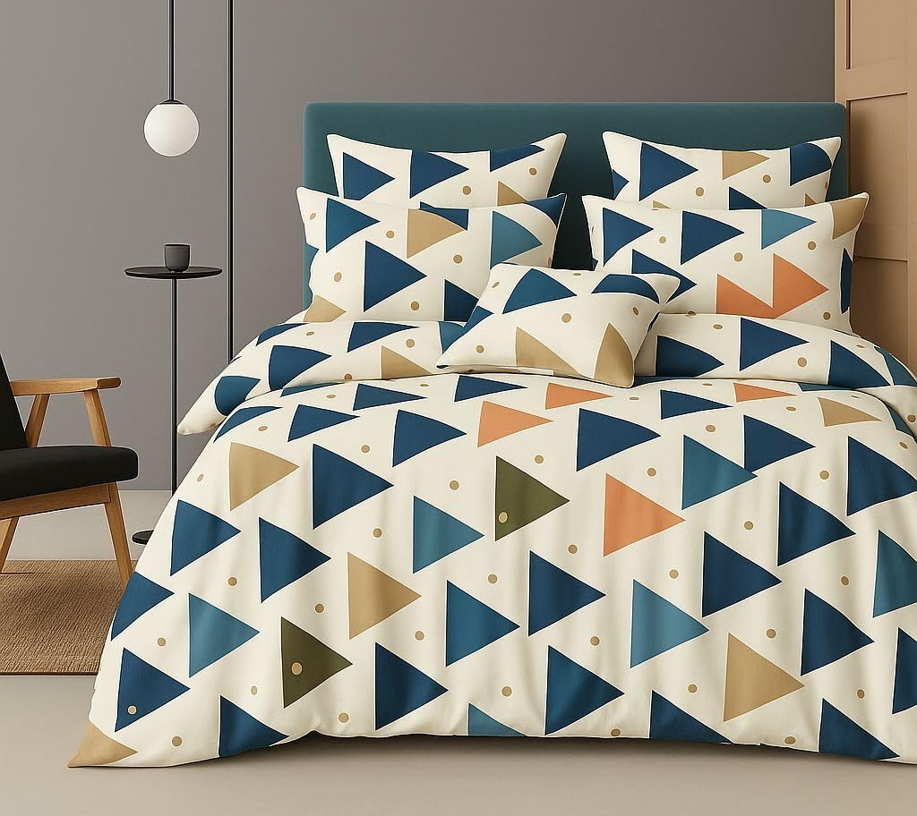 Queen Size Printed Double Bedsheet With 2 Pillow Covers For Home | 90 X 100 Inches, Cream - Beautiful Bedsheet Set | Perfect For Gifting Wedding, Anniversary
