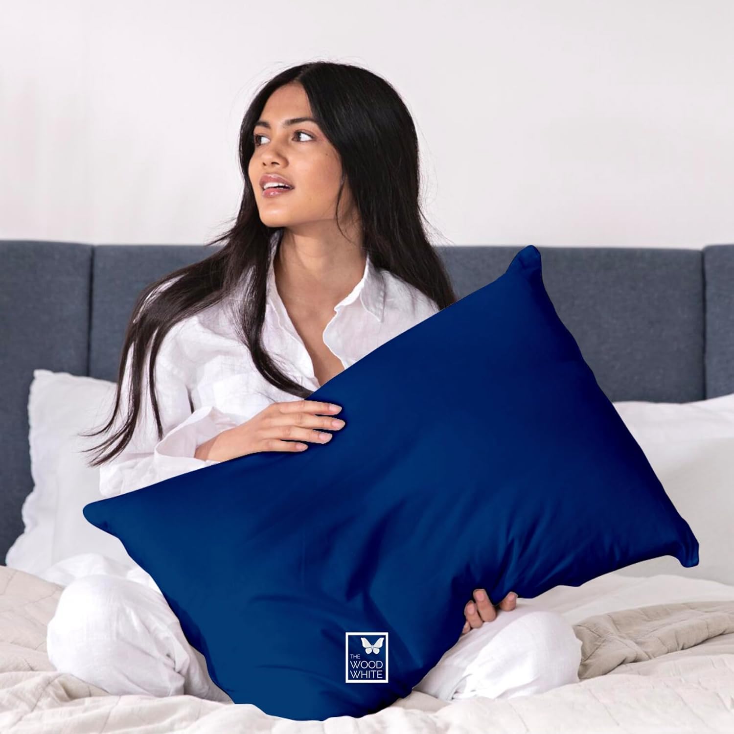 Microfiber Pillows, Soft & Cozy For Pillow 18 X 28 Inch - Blue & Cream Color | Breathable, Adjustable & Long Lasting, Hypoallergenic | Big Size & Shape - Rectangular, Bed Pillow - Set Of 2