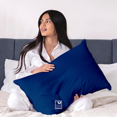 Microfiber Pillows, Soft & Cozy For Pillow 18 X 28 Inch - Blue & Cream Color | Breathable, Adjustable & Long Lasting, Hypoallergenic | Big Size & Shape - Rectangular, Bed Pillow - Set Of 2
