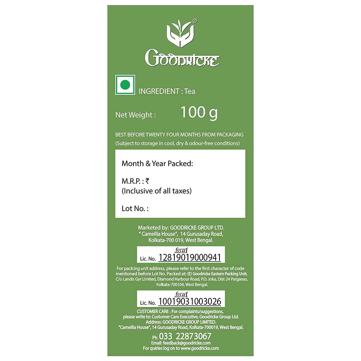 Goodricke Thurbo Darjeeling Whole Leaf Tea - 100gm, 3.5 Ounce | Premium Black Long Loose Tea Leaves With Rich Taste - 100% Pure & Original Single Estate Chai Patti | Low Caffeine