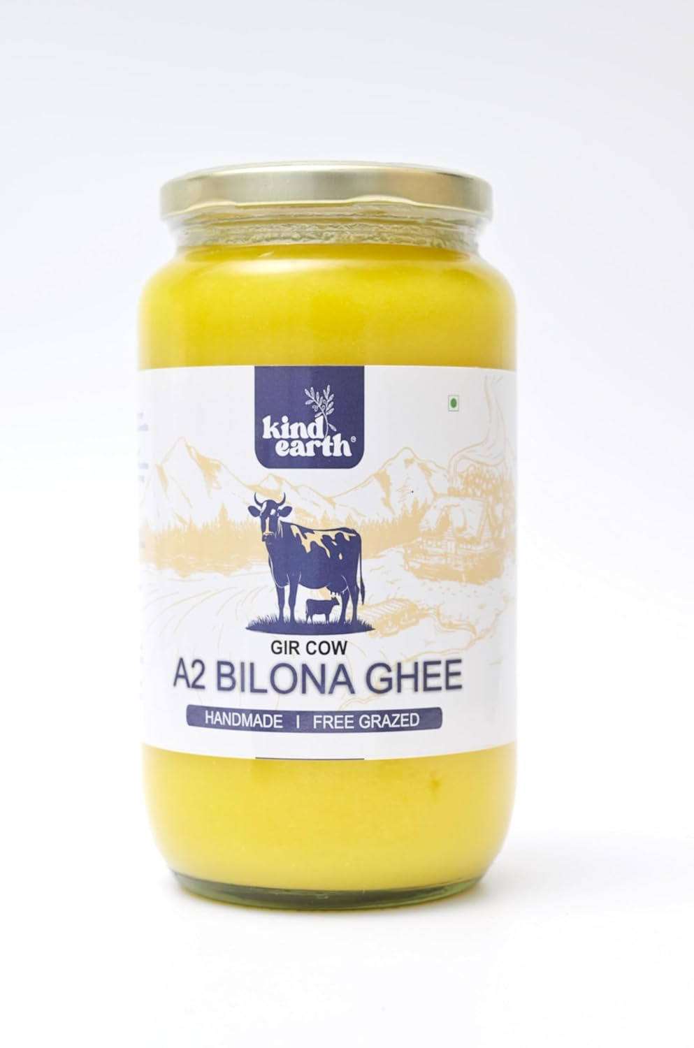 Premium A2 Gir Cow Ghee By Kind Earth | Traditional Bilona Method Curd Churned Pure Desi Ghee Good For Health | 2 Litre (1 Litr * 2) 67.6 Ounce