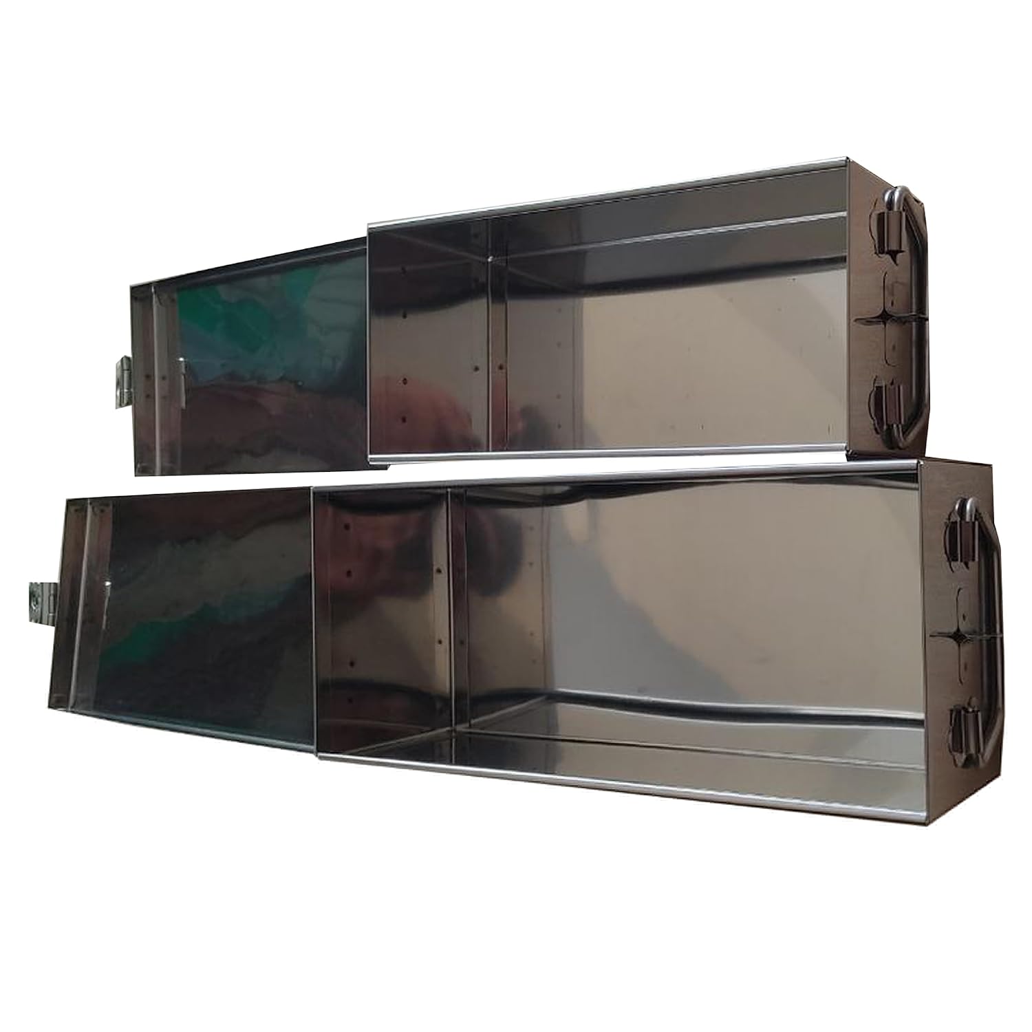 Stainless Steel Locker Boxes Jewellery Boxes Cash Peti Set Multi Pack Of 3 Size - 8 Inch, 10 Inch, 12 Inch, With Laser Printed Design - Silver, Control Type - Key Control