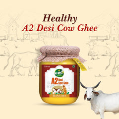 100% Natural A2 Desi Cow Ghee By Ved-A2 | Hand Churned, Made With Traditional Vedic Bilona Method Desi Ghee For Digestive Health | (500ml) 16.9 Ounce | Jar Pack