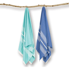 Mush 100% Bamboo Light Weight & Ultra-Compact Turkish Towel | Super Soft, Absorbent, Quick Dry, Anti-Odor Bamboo Towel (2, Aqua Blue & Navy Blue)