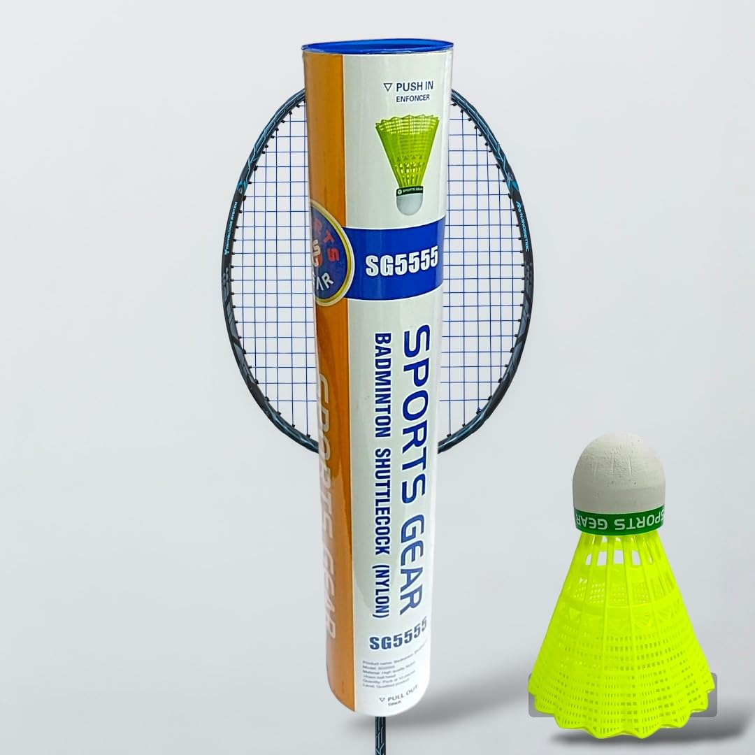 Sports Gear SG 5555 High Performance Nylon Shuttlecock | Green , Pack Of 12 , Made With High-Quality Material