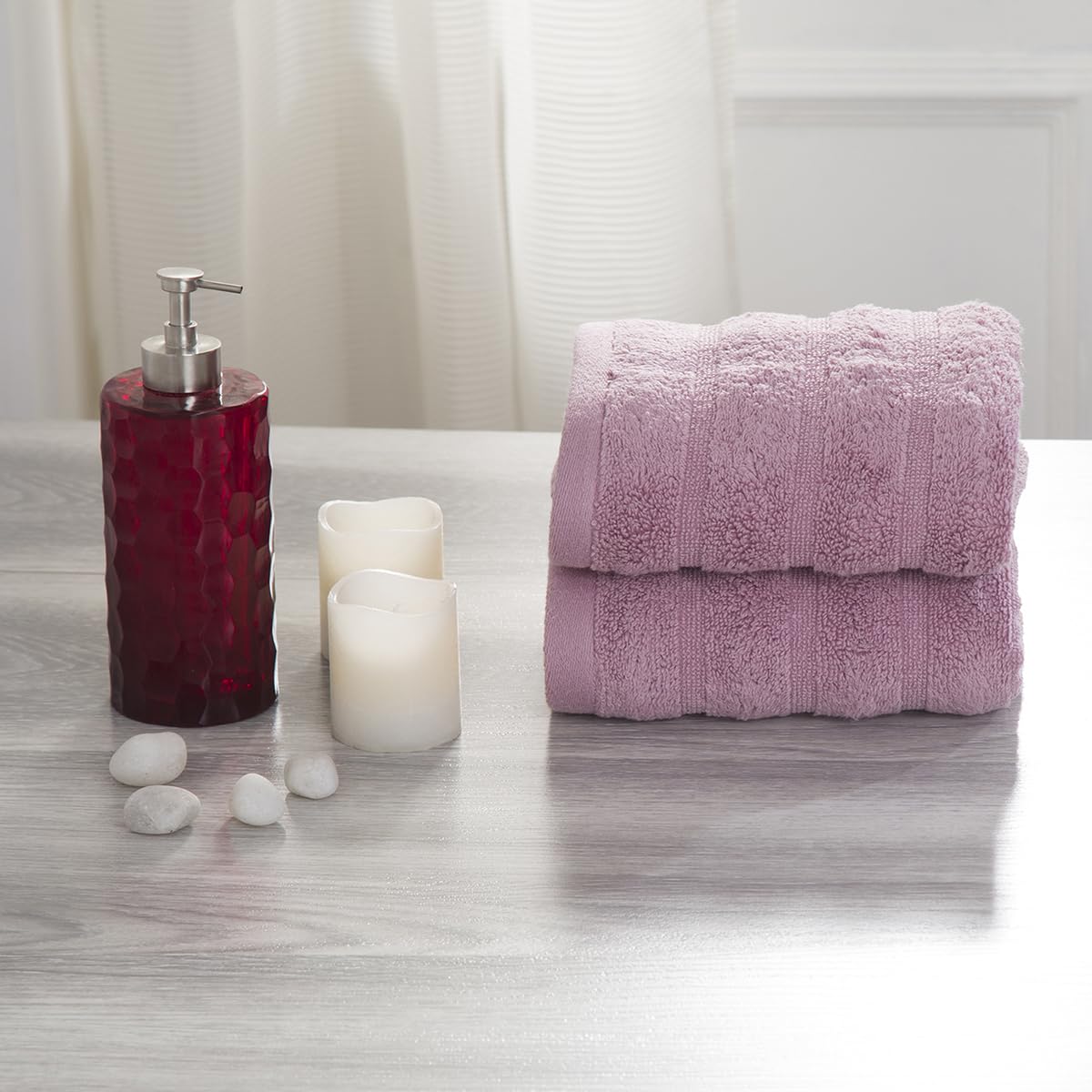 Maspar 100% Cotton Casper Hand Towel 500 Gsm (Purple) - 2 Pcs