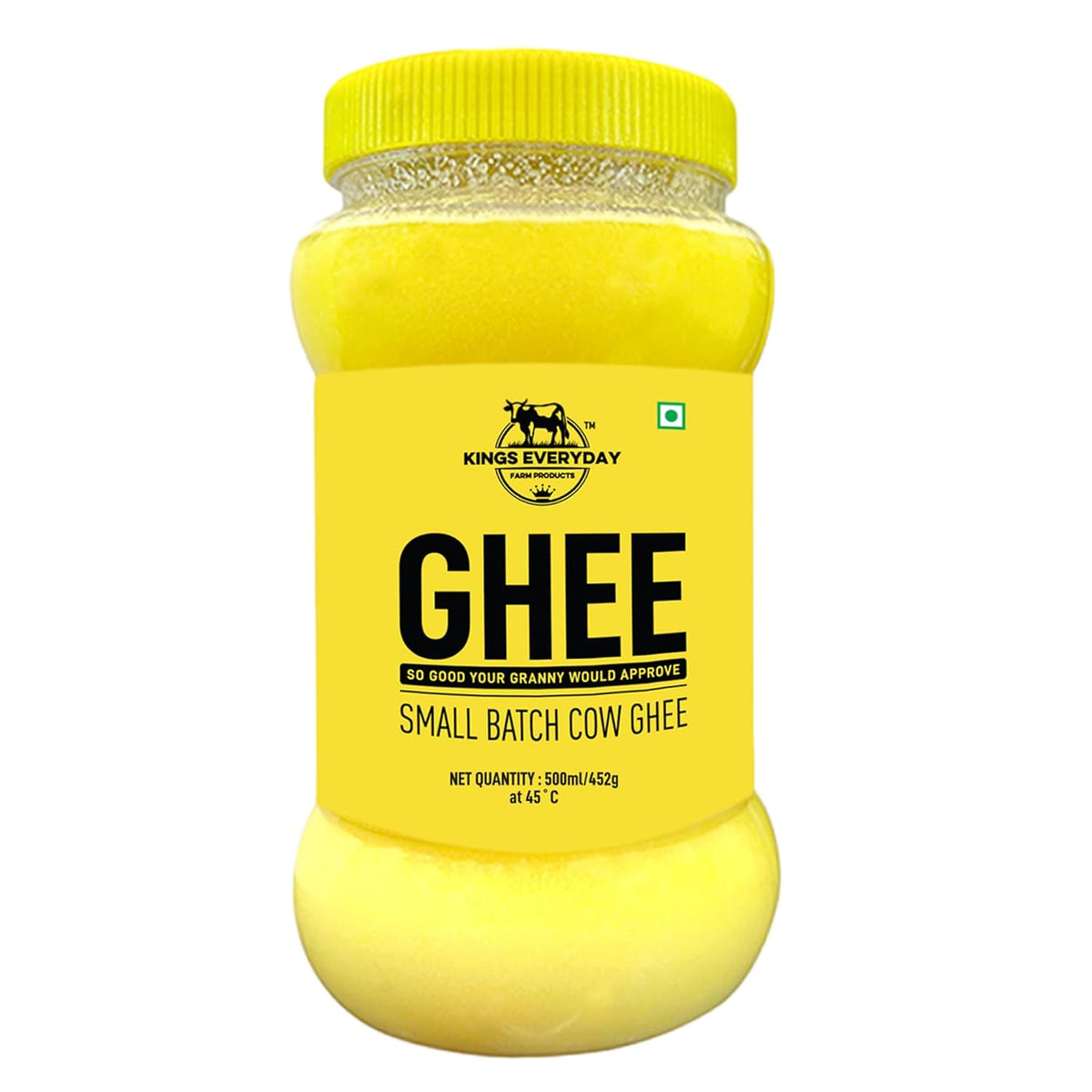 100% Pure Desi Daanedaar Cow Ghee By Kings Everyday | Rich Aroma & Taste Cow Ghee Ideal For Glowing Skin | (500ml) 16.9 Ounce | Jar Pack