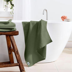 Enchant Home Pure Cotton Waffle Towel 400 Gsm | Lightweight Anti-Microbial & Water Absorbent Soft Touch Quick Drying Bath Towel | Sage Green