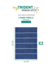 Mytrident Hand Towel Urban Comfort 400 Gsm | 100% Cotton Bath Towel (Doodle Blue)- Pack Of 2