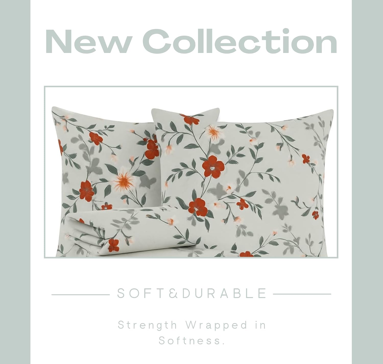 Bedding Set With 1 Pc Bedsheet, 2 Pc Cushion With Zip, 2 Pc Pillow Covers | 90 X 100 Inches, Grey & Pink - Soft, Breathable, & Lightweight For All-Season Comfort