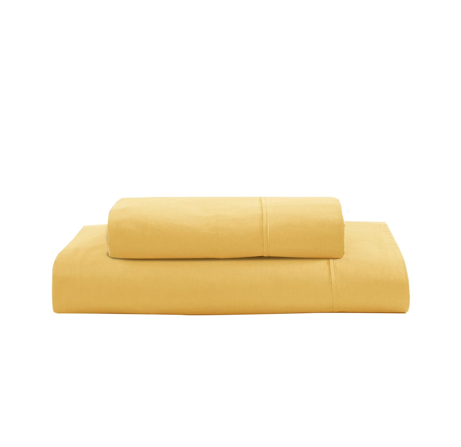 Breathable Cotton Flat Bedsheets With Pillow Cover - 60 X 90 Inches, Yellow | Looking For Everyday Bedding | Softness Every Night | 144 Thread Count