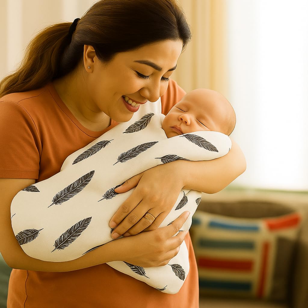 Organic Cotton Muslin Baby Bath Towel 200 Gsm | Cotton Cloth Premium Baby Washable Reusable, Absorbent, Extra Soft (Grey Wing & Kite Star)- Pack Of 2