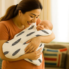 Organic Cotton Muslin Baby Bath Towel 200 Gsm | Cotton Cloth Premium Baby Washable Reusable, Absorbent, Extra Soft (Grey Wing & Kite Star)- Pack Of 2