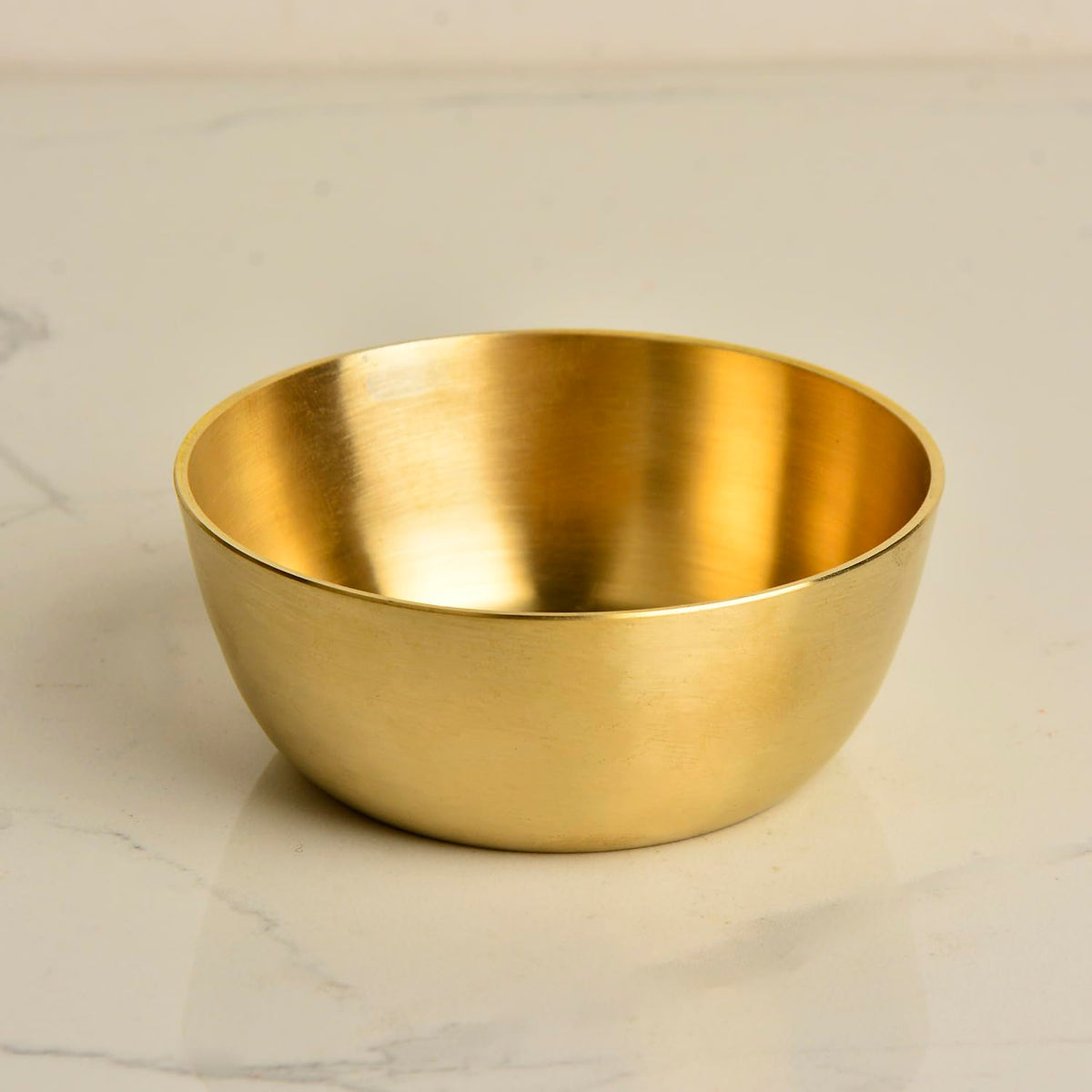 Premium Pure Brass Heavy Bowl For Eating | Diameter - 4 Inches, 200ml, 190 Gm, Matte Finish, Golden Color - Peetal Katori For Pooja