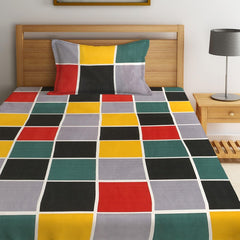 144 TC Microfiber Single Bedsheet With 1 Pillow Cover - 55 X 86 Inches, Multicolor | Soft To Touch & Comfortable | Natural Resistance To Shrinkage & Wrinkles