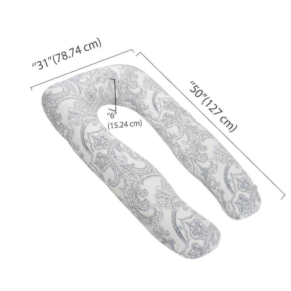 Pregnancy Pillow, U Shaped Pillow, Maternity Pillow For Sleeping - White | 100% Cotton Pillow For Pregnant Mothers With Breathable & No Heat Fabric - Full Body Support For Better Sleep
