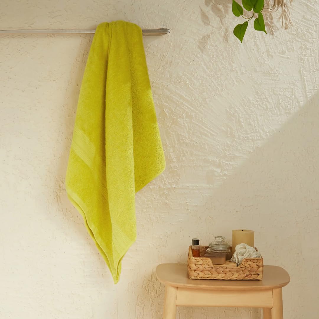 Livspace Bath Towel 475 Gsm | Bath Towels Large Size 100% Cotton, Solid Dyed, Super Soft, Absorbent (Paleto Collection - Apple Green)