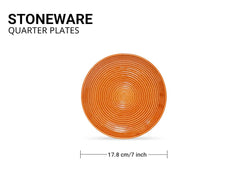 Ceramic Handcrafted Serving Quarter Plates Set Of 4 - 7 Inch, Sunlight-Orange | Hand Painted, Stoneware - Dinnerware | Scratch Resistant, Microwave & Dishwasher Safe