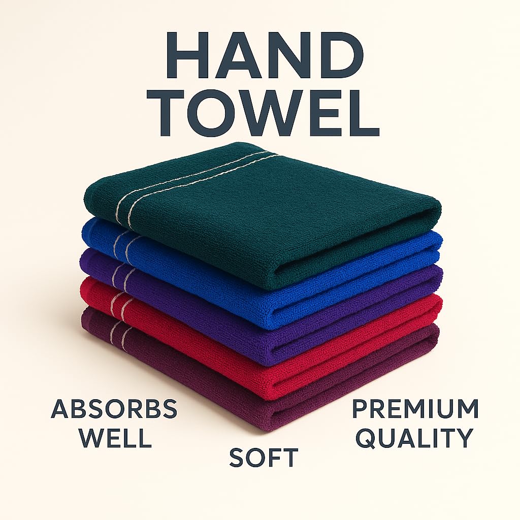 Space Fly Cotton Hand Towels 200 Gsm | Soft & Absorbent, Towels With White Triple Stripe Design (Multicolor)