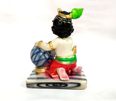 Baby Krishna Resin Idol, Handi Gopal, Laddu Gopal Statue, Little Krishna, Resin, Height - 8 Inch, Festival, Worship, Puja, Hand Painted, Multicolor, Light Weight, Religious Idol