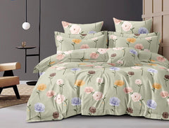 Printed King Size Double Bed Bedsheet With 2 Pillow Cover | 72 X 78 Inches, Mint Green | All Around Elastic Fitted Bedsheet | Softness & Comfortable Rest In Any Season