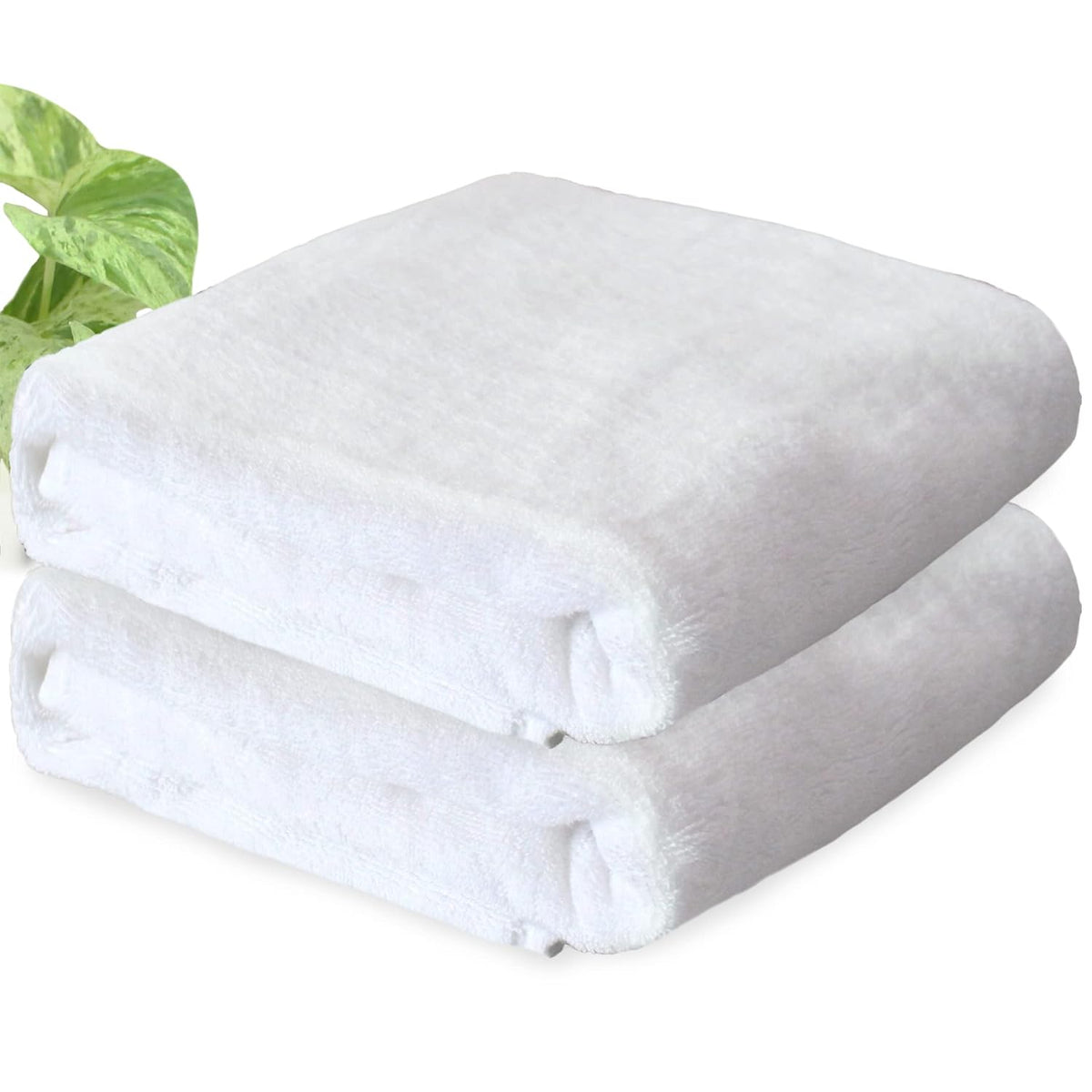 Heelium Bamboo Bath Towel | Lightweight & Quick Drying | Ultra Absorbent Towel 400 Gsm | Pack Of 2 - White