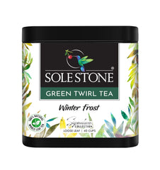 Sole Stone Winter Frost Green Twirl Tea - 100gm, 3.5 Ounce, 40 Cups | Whole Leaf Twirls, 0% Bitterness - Rich In Antioxidants, Low Caffeine | 100% Natural Whole Leaf Tea