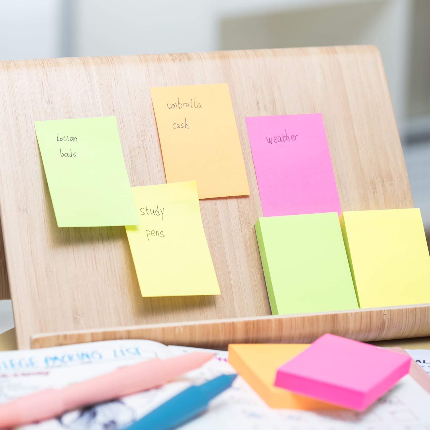 Neon Multicolor Sticky Notes | 3"x2" Self Adhesive Notes, 100 Sheets Each (Pack Of 6)