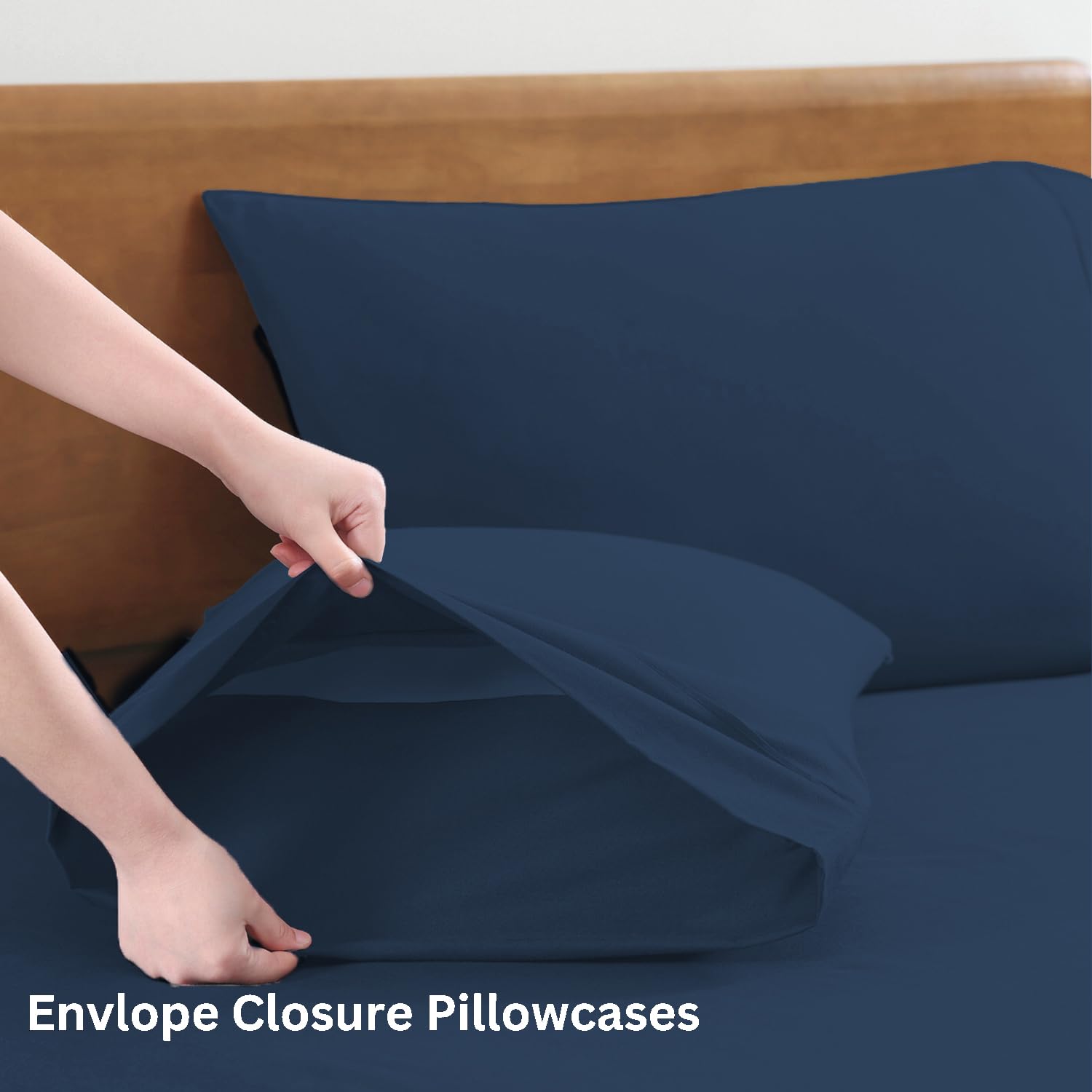 Elastic Fitted Bedsheet For Double Bed With 2 Pillow Covers | 60 X 78 Inches, Estate Blue | Comfortable Fabric, Machine Washable | Softness Every Night