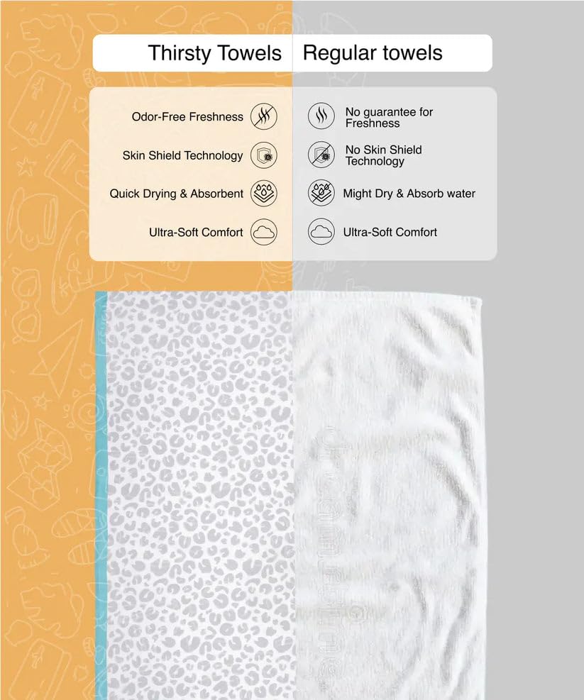 Thirsty Towel Bamboo Bath Towel 460 Gsm | Super Soft & High Absorbency Towels, Light Weight, & Quick Dry Towels Large Size (Sassy Leopard, Gingko Garden)- Pack Of 2