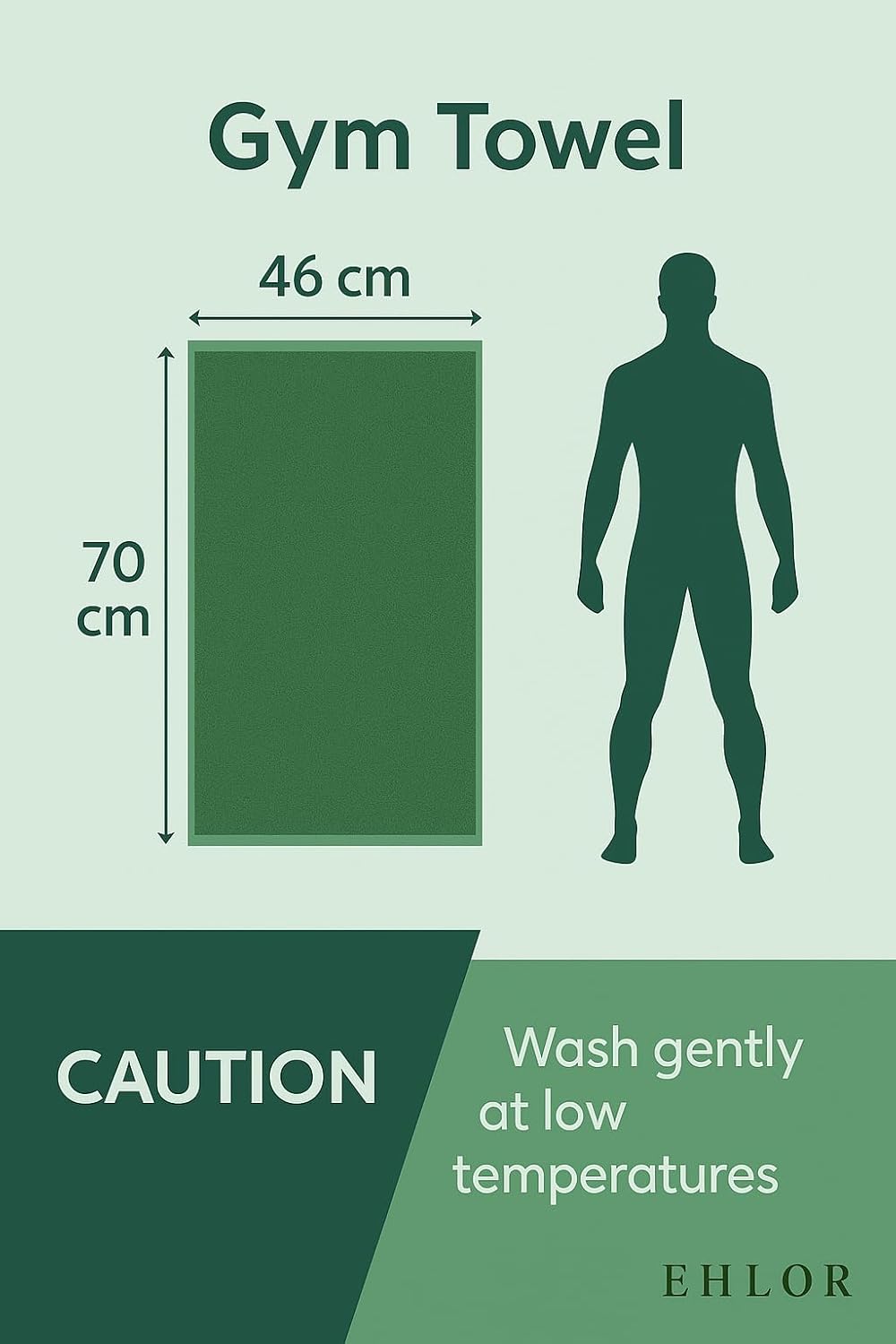 Ehlor Premium Bamboo Gym Towel 120 Gsm | Ultra-Absorbent & Anti-Bacterial 3x Softer Than Cotton Towels (Sage Green)