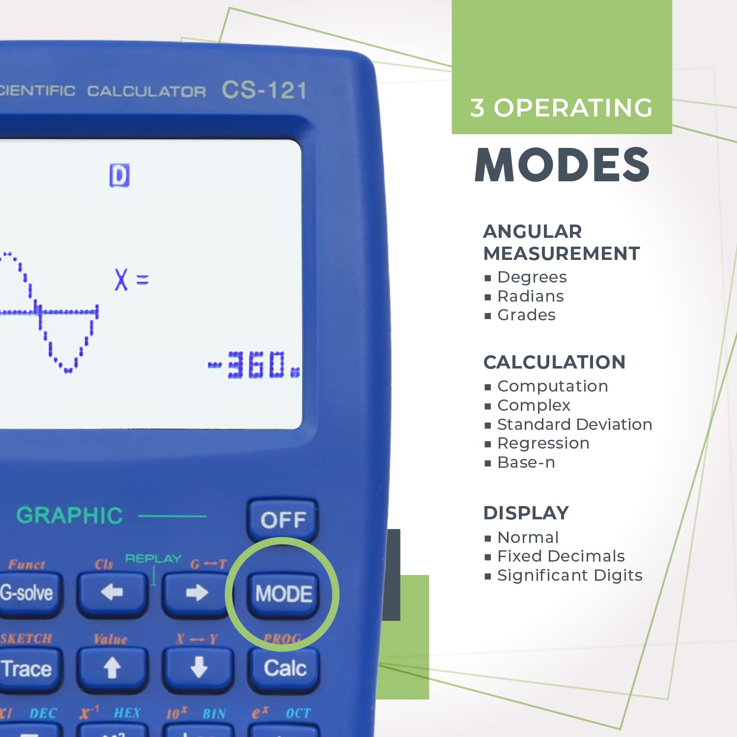 Scientific Graphic Calculator – Catiga CS121 - Scientific And Engineering Calculator - Programmable System (Blue) | 280 Functions-including Fractions, Statistics, Complex Number Calculations
