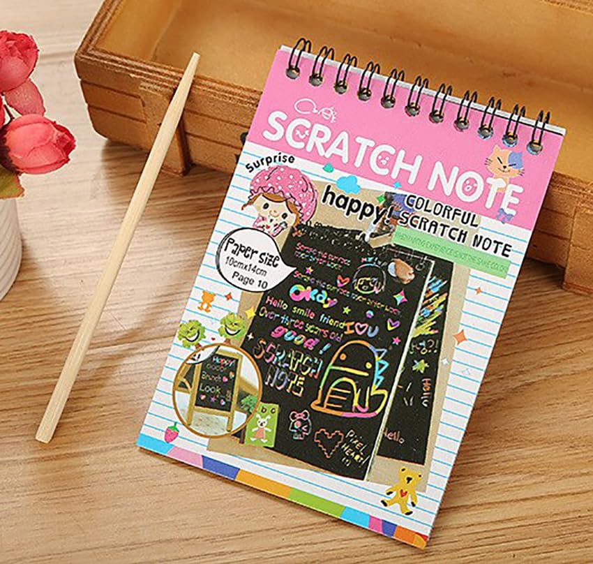 Scratch Notepad With Magical Rainbow Color, Notepad With Pencil Stick, Educational | Pack Of 6