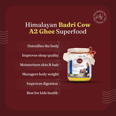 100% Pure Himalayan A2 Desi Badri Cow Ghee By Kudej | Rich In Nutrients Healthy Desi Ghee Helps To Boosts Brain Memory | (250ml) 8.4 Ounce | Jar Pack