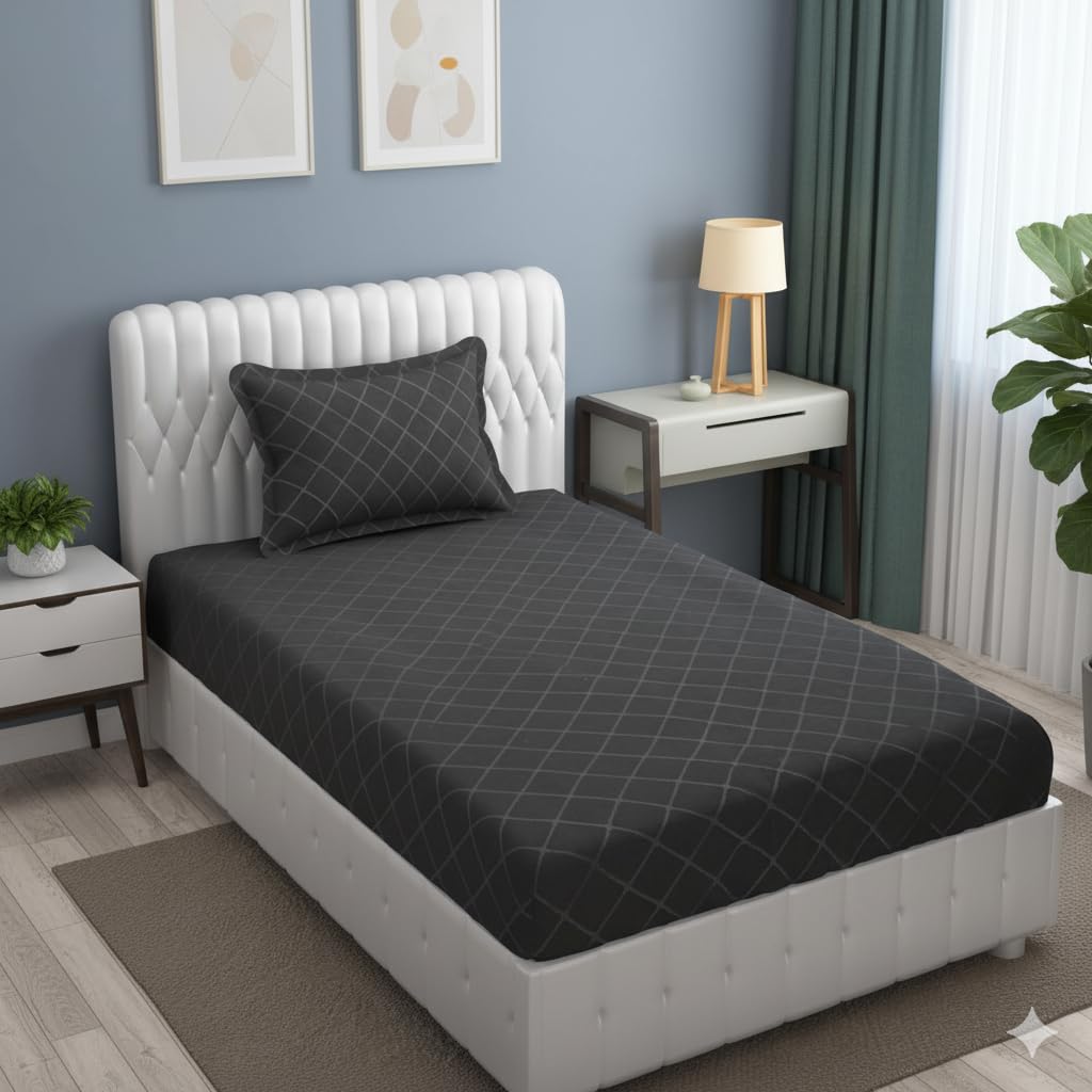 Soft Microfiber Single Bedsheet With 1 Pillow Covers - 60 X 90 Inches, Grey | Wrinkle Free Design & Easy To Wash | Refreshing Your Bedroom Look