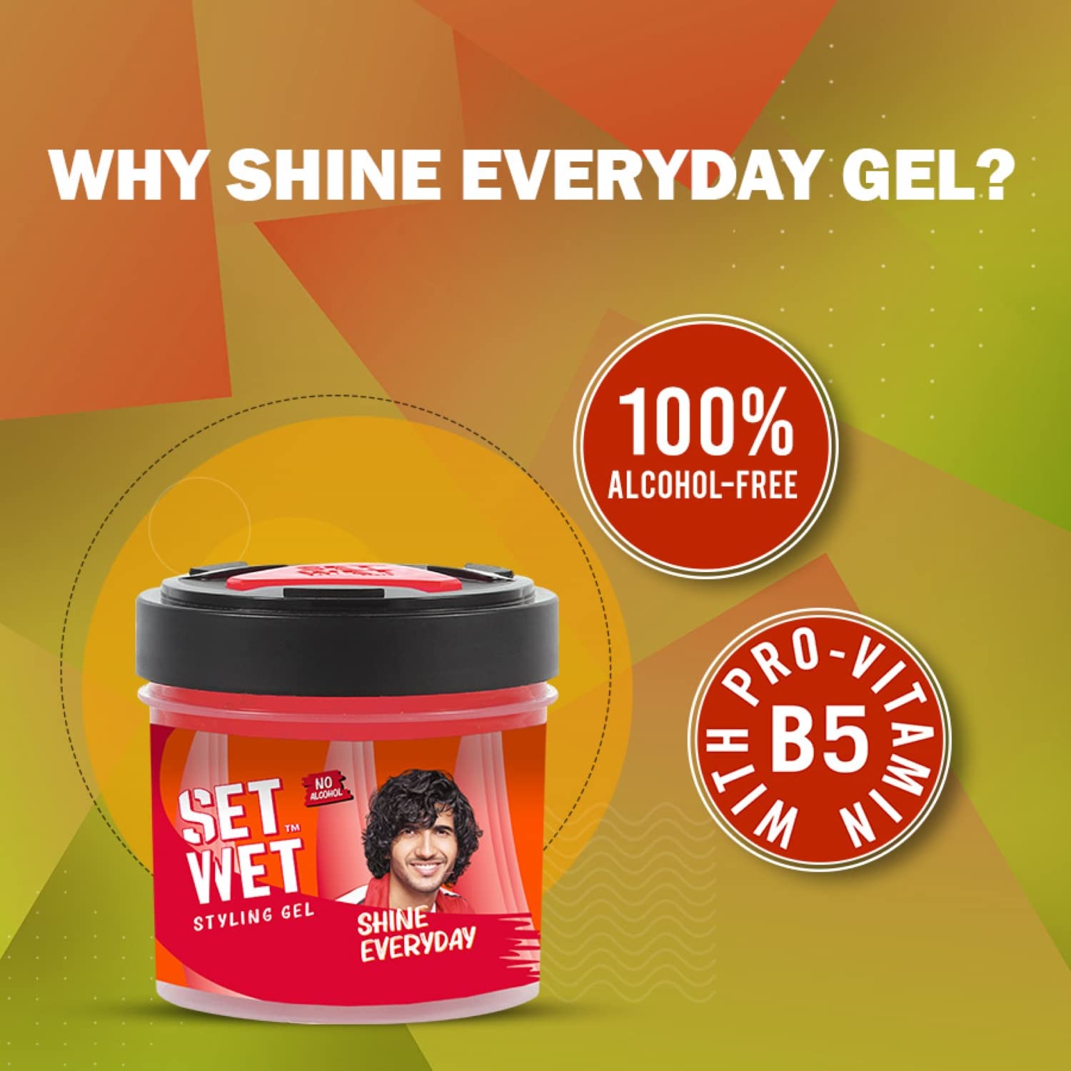 Set Wet Styling Hair Gel For Men Shine Everyday , 250gm 8.8 Oz. | Light Hold , High Shine | For Long Hair | No Alcohol , No Sulphate
