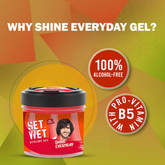 Set Wet Styling Hair Gel For Men Shine Everyday , 250gm 8.8 Oz. | Light Hold , High Shine | For Long Hair | No Alcohol , No Sulphate