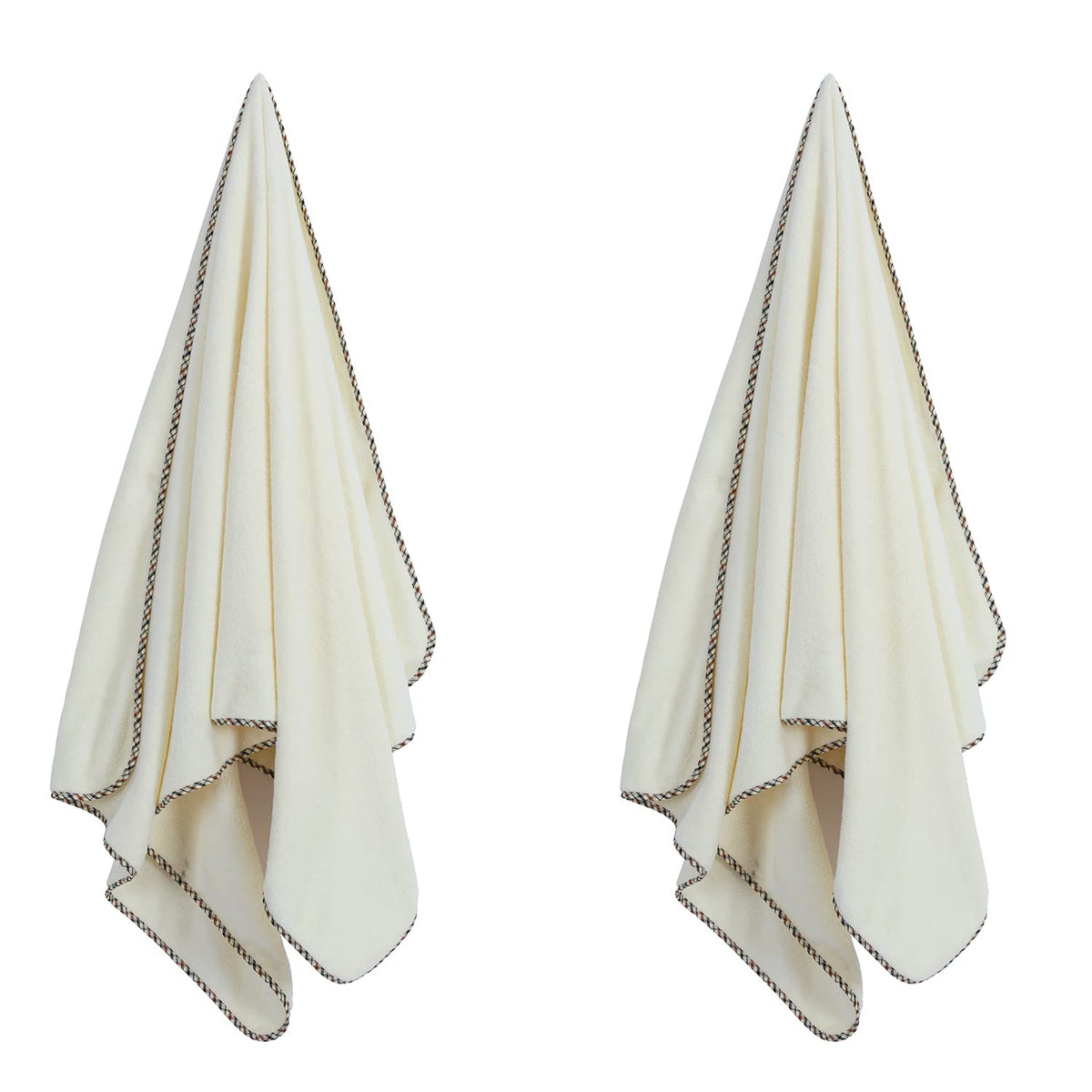 Spread Spain Microfiber Bath Towel 360 Gsm | Bath Towel For Men & Women Extra Soft Plush & High Absorbent | Set of 2 (Ivory)