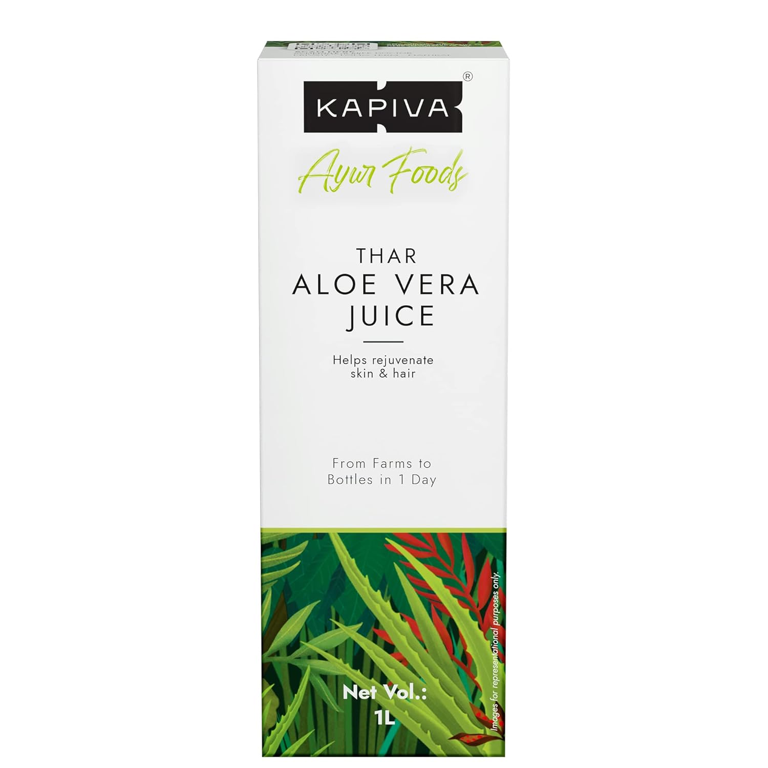 Kapiva Thar Aloe Vera Juice With Pulp Rejuvenates Skin & Hair Natural Juice For Skin Care, No Added Sugar | 1 Kg 2.2lbs