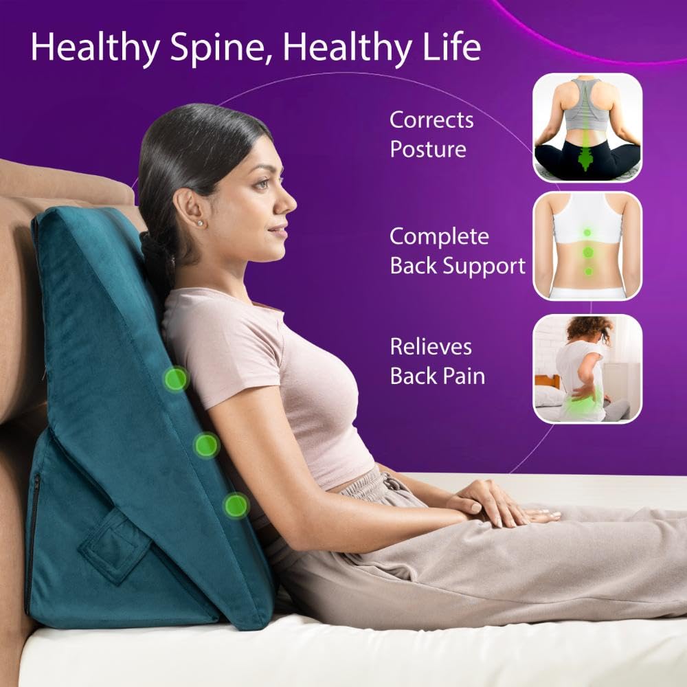 Wedge Cushion, Memory Foam Leg Pillow For Sleeping, Acid Reflux - Dark Green | Back Support Pillow For Bed, For Sitting Wedge Pillow, Multi-Purpose Use | For Head & Neck Support Pillow