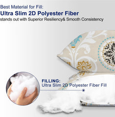 Microfiber Square Pillow Cushion For Sofa & Bed, Light Beige - 12 X 12 Inch | Damask Deign, Fluffy For Comfort & Back Support | Breathable, Premium Cotton Cushion Cover With Zip - Set Of 4
