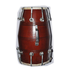 Wooden Screw Fitted Dholak With Bag - Brown | Perfectly Symmetric Round Dholak - Dholak For Festival, Wedding, Satsang | Very Easy To Tune